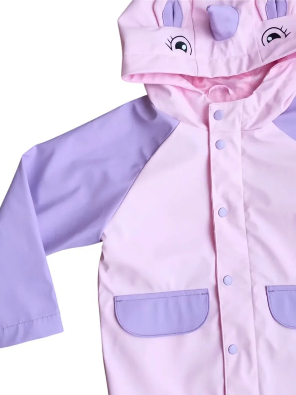 Old Navy Girls Pink Purple Rain Jacket - Water-Resistant Hooded Raincoat, Size 4